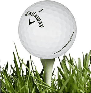 A golfer hitting a golf ball with Callaway Supersoft golf ball