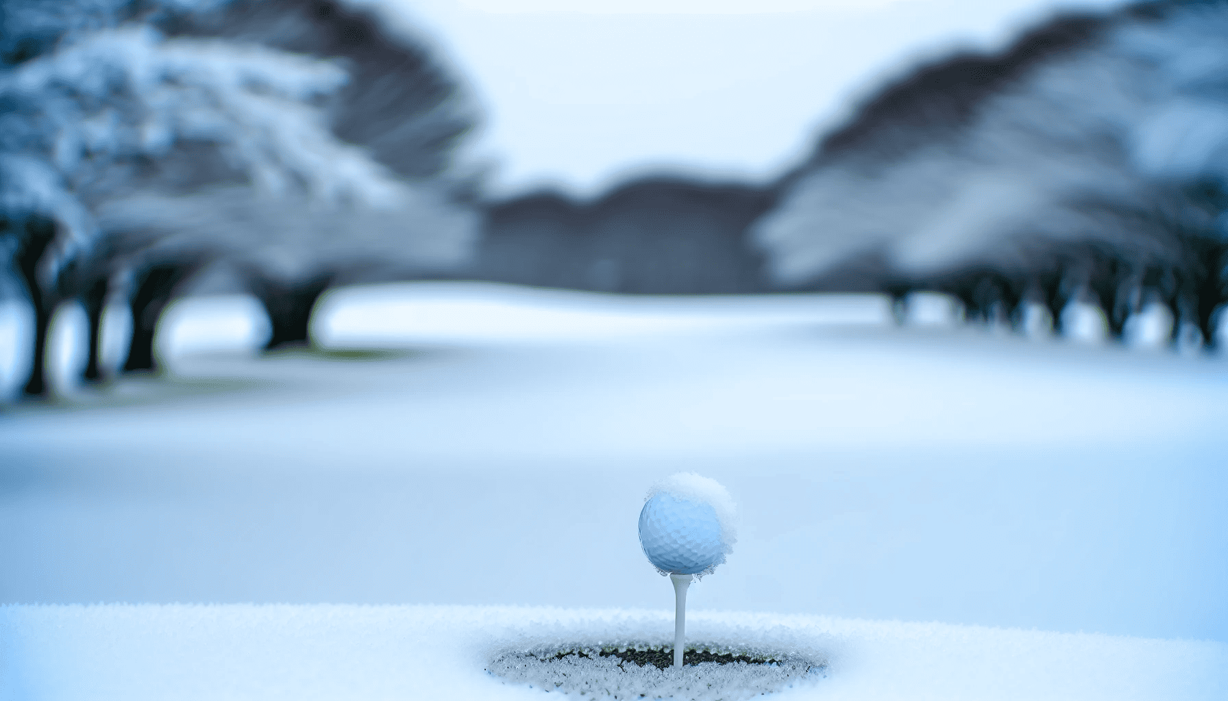 Golf ball on snowy course
